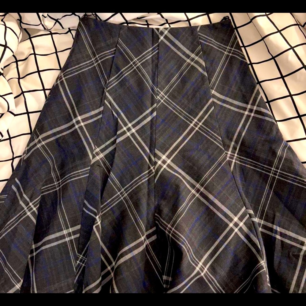 Sele Plaid Midi School Girl Skirt
